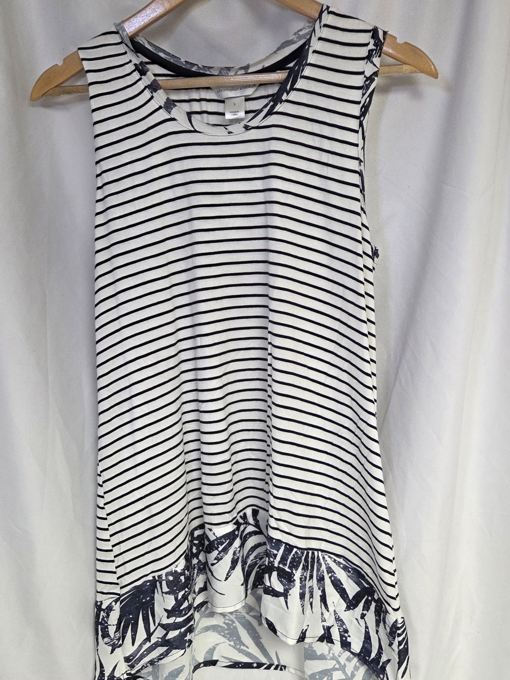 Striped Christopher And Banks Small Sleeveless Swing Tank Top‎